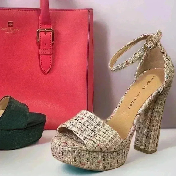 CHINESE LAUNDRY Avenue Tweed sky high chunky plaid block platform shoe size 9.5 - Picture 10 of 15